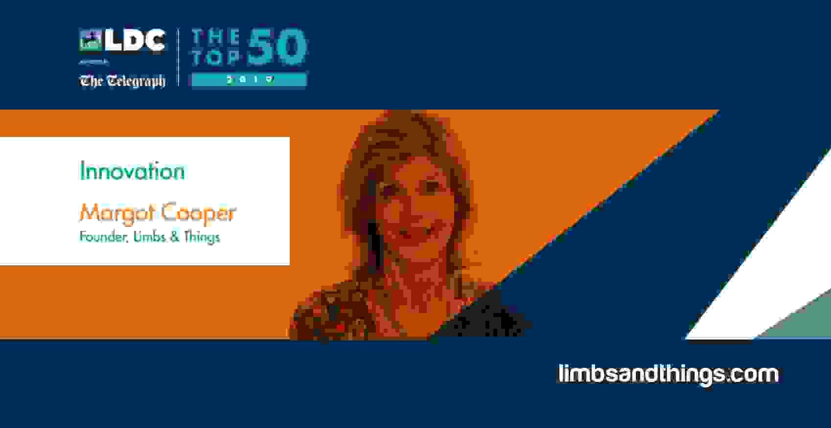 Margot Cooper wins the Innovation Award at Top 50 Most Ambitious Leaders